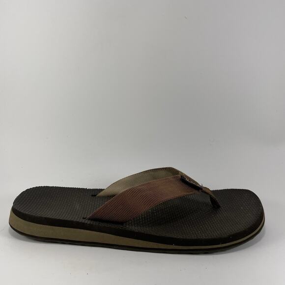 Teva Original Flip Flops Mens Size 7 Brown Canvas Beach Comfort Pool Sandals - Picture 1 of 9